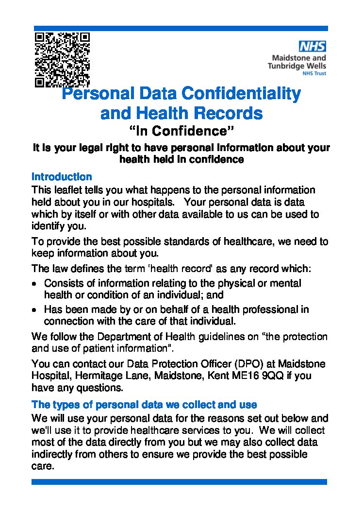 Personal data confidentiality health records RWFOPLFPC93.0