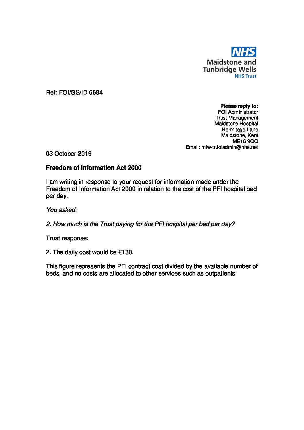 Cost Of A Hospital Bed Per Day Nhs 2019 Bed Western