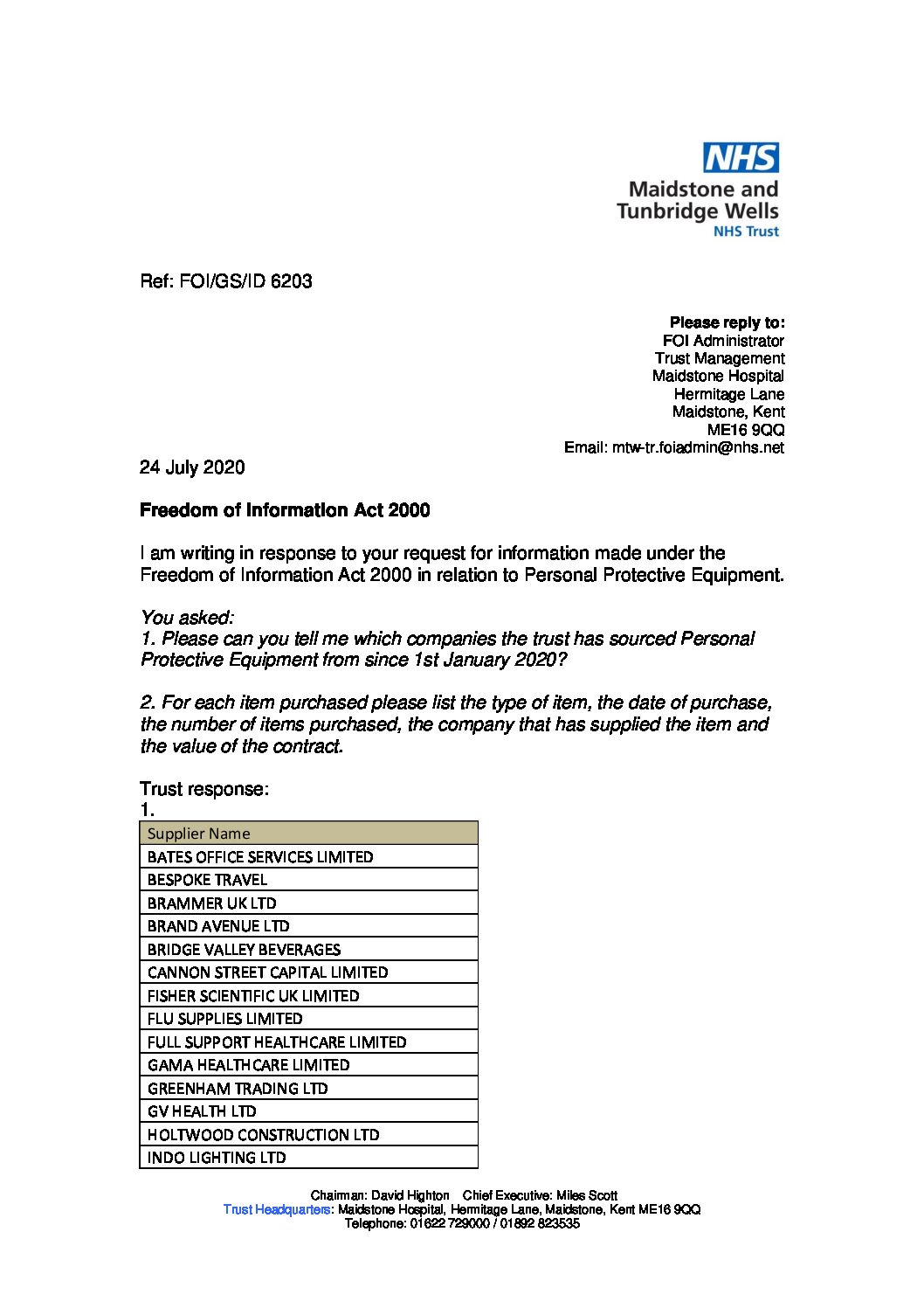 Download response Personal Protective Equipment. 240720 Maidstone and