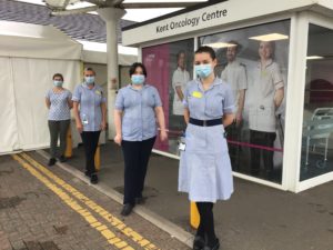 Chemotherapy nurses outside Kent Oncology Centre