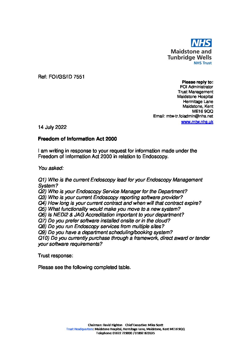 Endoscopy.140722.docx Maidstone and Tunbridge Wells NHS Trust