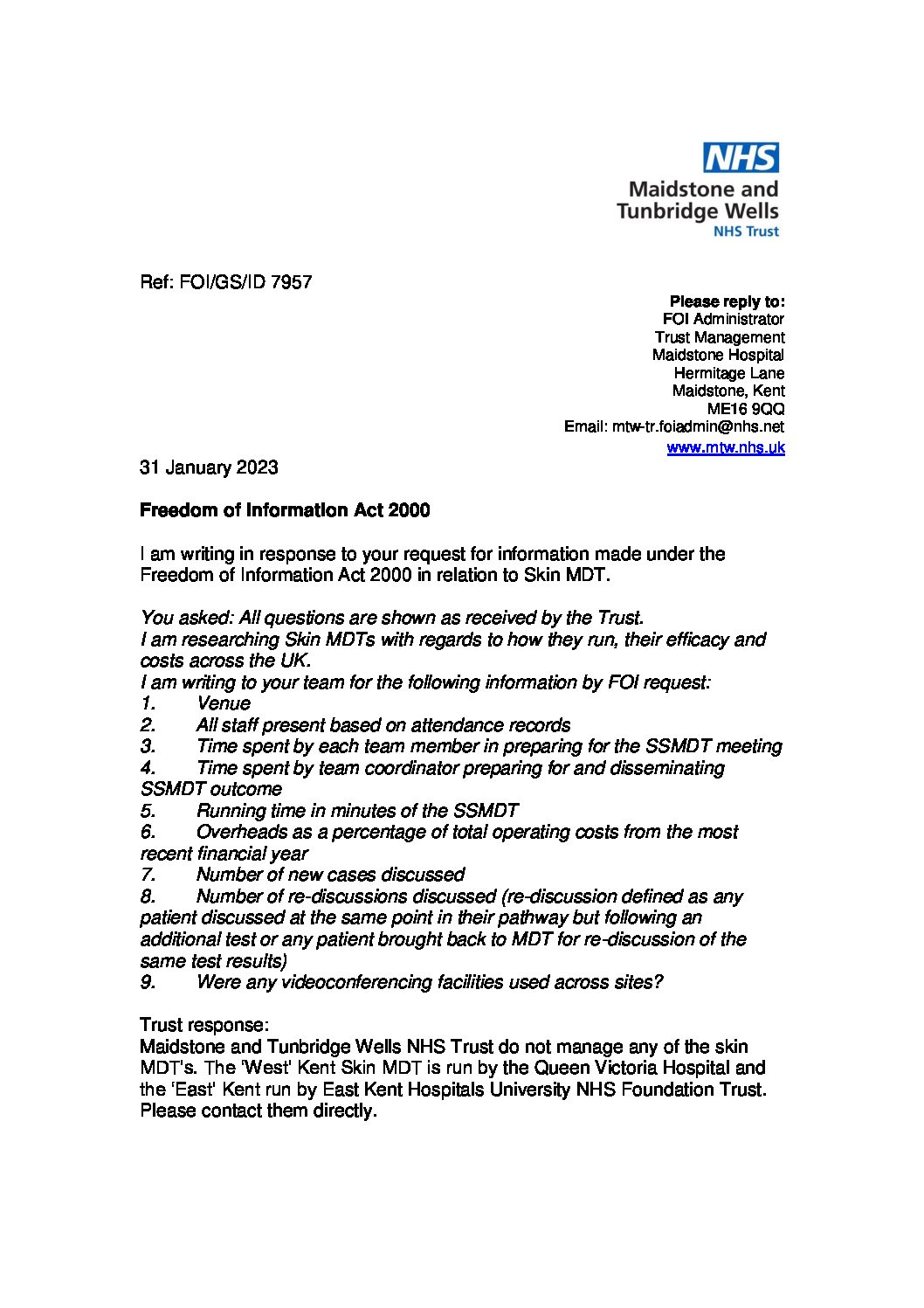 Skin MDT.310123.docx Maidstone and Tunbridge Wells NHS Trust