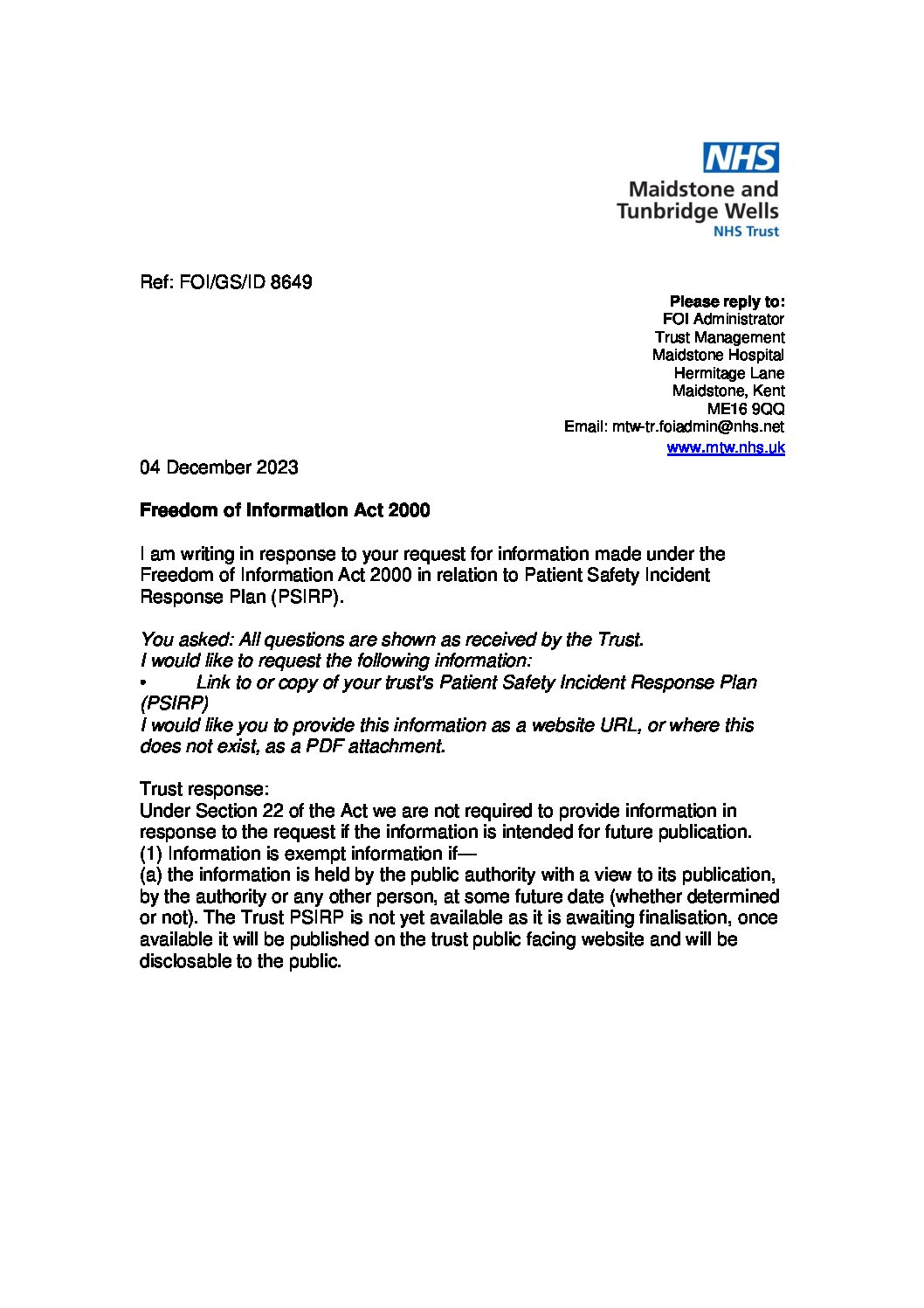 Patient Safety Incident Response Plan (PSIRP).041223.docx Maidstone