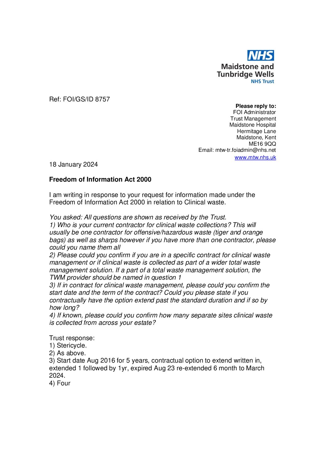 Clinical waste.180124.docx Maidstone and Tunbridge Wells NHS Trust
