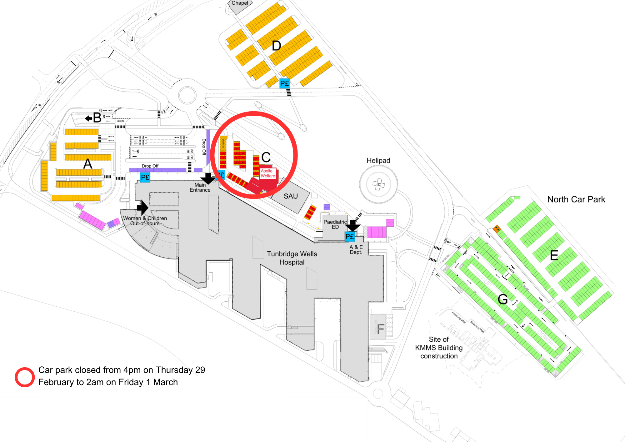 Car park map Maidstone and Tunbridge Wells NHS Trust